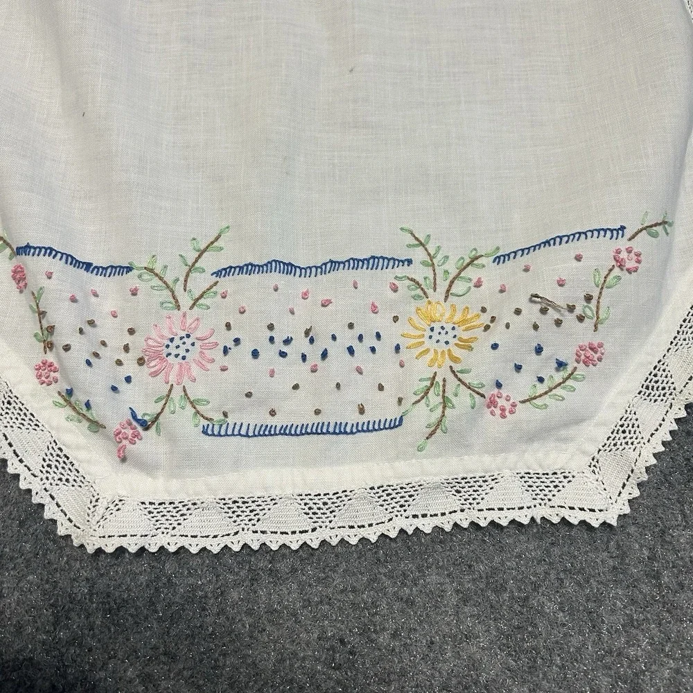 Vintage Needlepoint Cross-stitch‎ Linens Doily Set Of 2 Floral